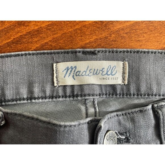 Madewell Jeans High Riser Skinny Zip Fly Denim Fringe Pockets Stretch Gray Sz 26 - Picture 7 of 10